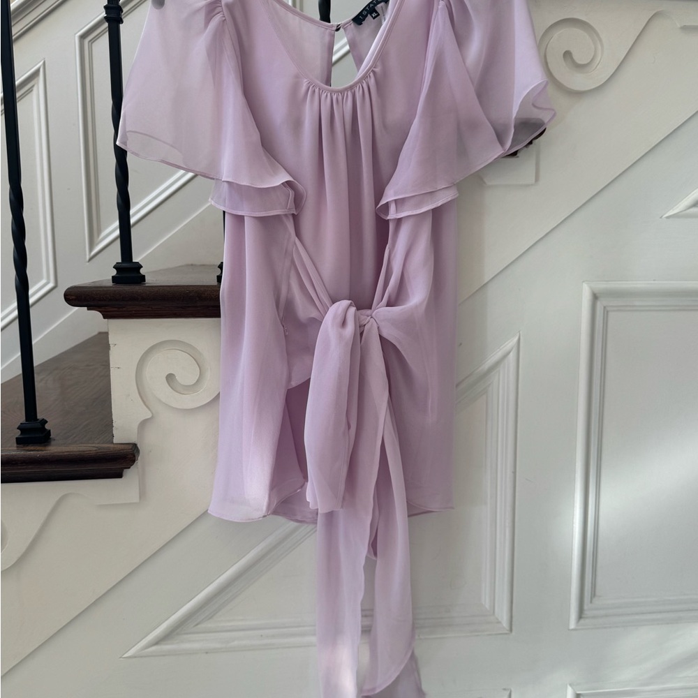Chic Lavender Tie-Front Blouse